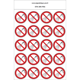 Autocollants Interdit d'asperger avec de l'eau - P016 norme iso 7010 – par Lot de 20