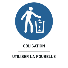 Panneau obligation d 'utiliser la poubelle