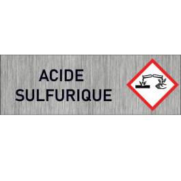 "Plaque de Sécurité Acide sulfurique - Signalétique Corrosive en Aluminium Brossé avec Symboles de M
