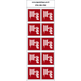 Autocollants Robinet d'incendie armé-lance incendie - F002 norme iso 7010 – par Lot de 10