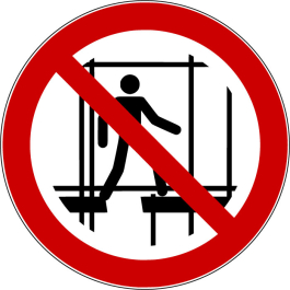 Pictogramme interdit d' utiliser un échafaudage incomplet
