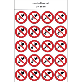Autocollants Interdiction d'éteindre avec de l'eau - P011 norme iso 7010 – par Lot de 20