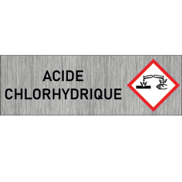 "Plaque de Sécurité Acide Chlorhydrique - Signalétique Corrosive en Aluminium Brossé avec Symboles d