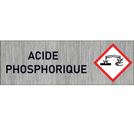 "Plaque de Sécurité Acide phosphorique - Signalétique Corrosive en Aluminium Brossé avec Symboles de