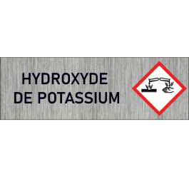 "Plaque de Sécurité Hydroxyde de potassium - Signalétique Corrosive en Aluminium Brossé avec Symbole