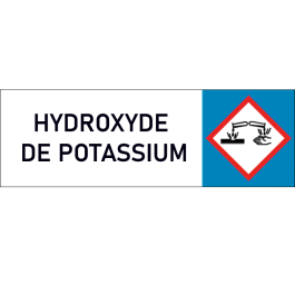 "Plaque de Sécurité Hydroxyde de potassium – Signalétique de Danger Corrosif avec Symbole Clair et P