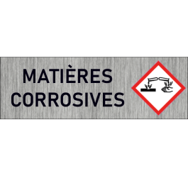"Plaque de Sécurité Matières corrosives - Signalétique Corrosive en Aluminium Brossé avec Symboles d