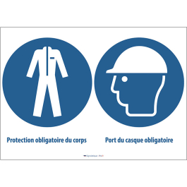 Pictogramme Signalétique "Port du Casque et Vêtement de Protection" pour Chantiers et Zones à Risque