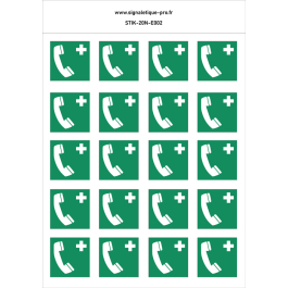 Autocollants Téléphone d'urgence - E004 norme iso 7010 – par Lot de 20