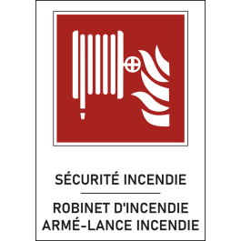 Panneau sécurité  robinet d'incendie armé lance incendie