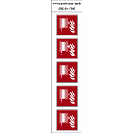 Autocollants Robinet d'incendie armé-lance incendie - F002 norme iso 7010 – par Lot de 5
