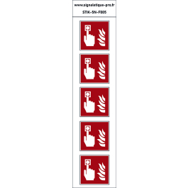 Autocollants Point d'alarme incendie - F005 norme iso 7010 – par Lot de 5