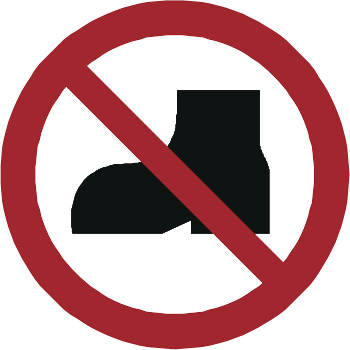 Panneau Pas de chaussures de ville