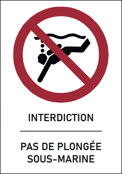 Panneau Pas de plongée sous marine